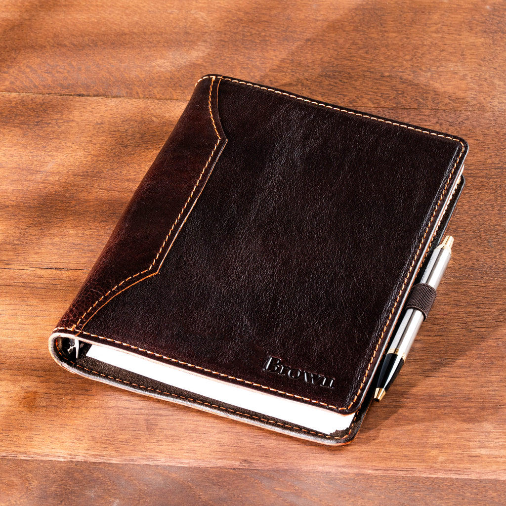 Camel Leather A5 Binder Notebook – Personalized Refillable Leather Planner