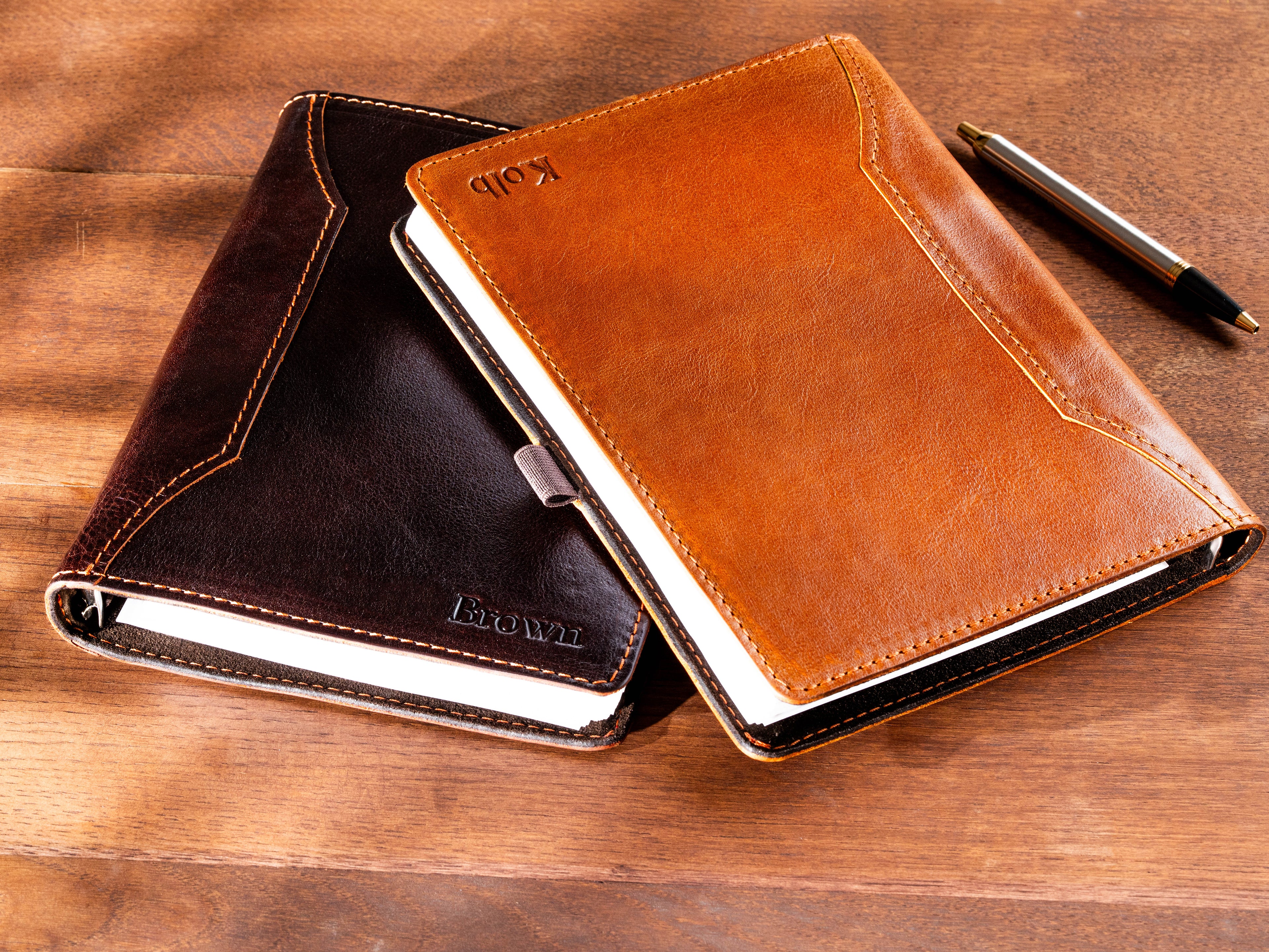 Camel Leather A5 Binder Notebook – Personalized Refillable Leather Planner