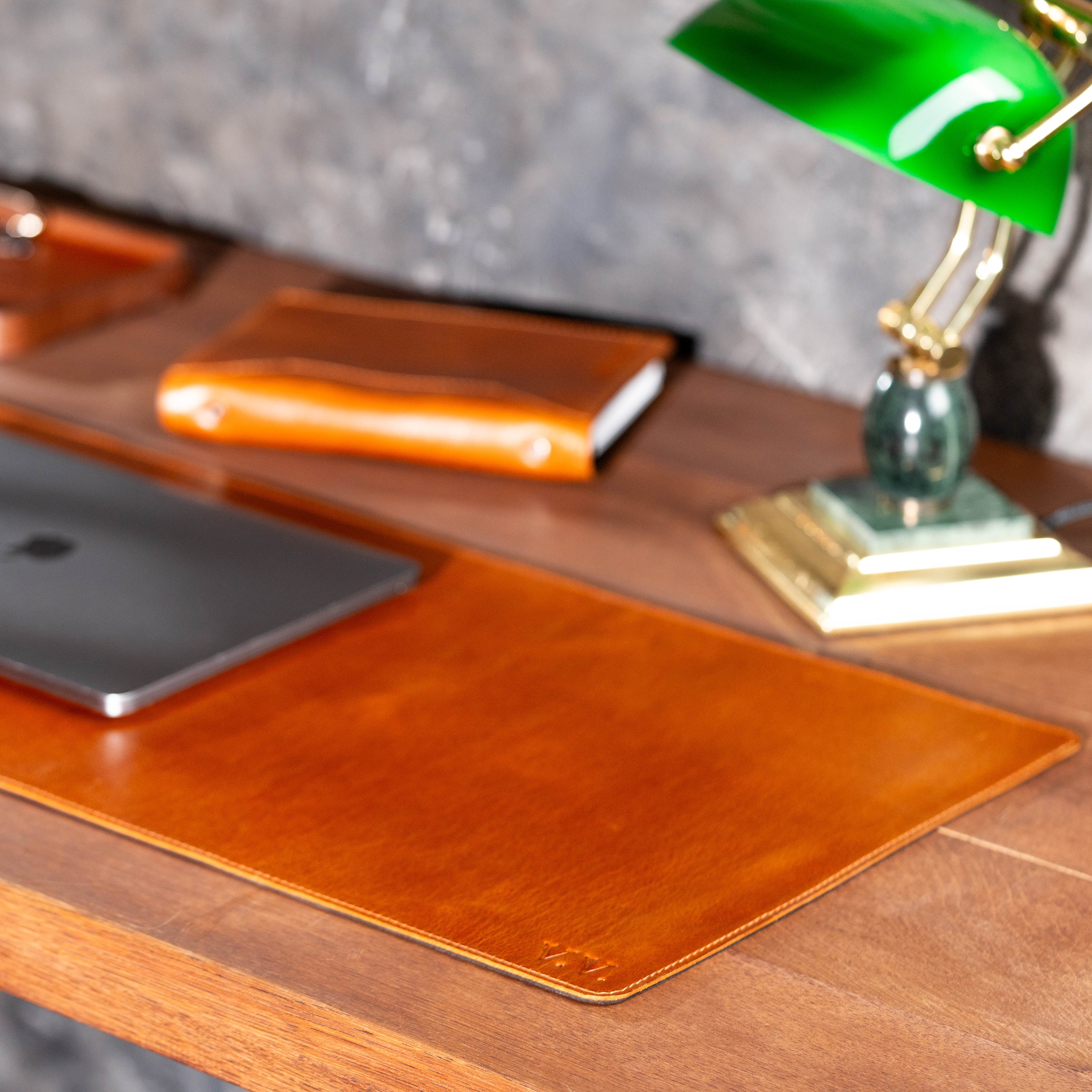 Camel Leather Desk Pad – Large Leather Desk Mat for Office & Home Workspace