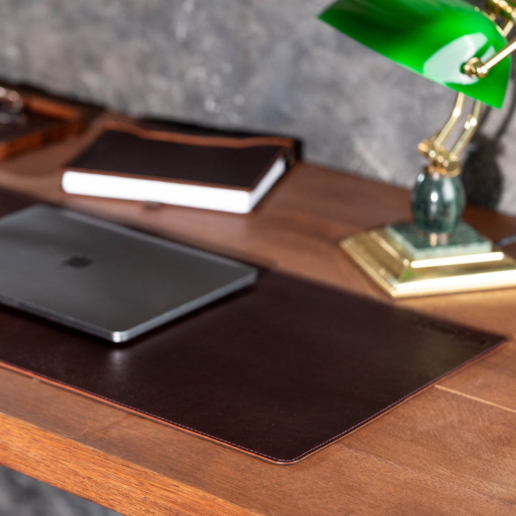 Camel Leather Desk Pad – Large Leather Desk Mat for Office & Home Workspace