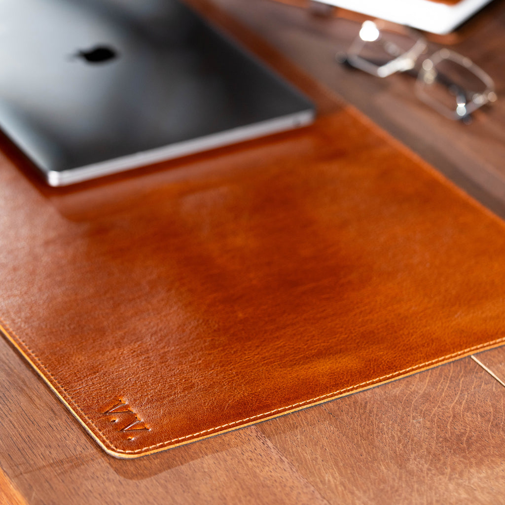 Camel Leather Desk Pad – Large Leather Desk Mat for Office & Home Workspace