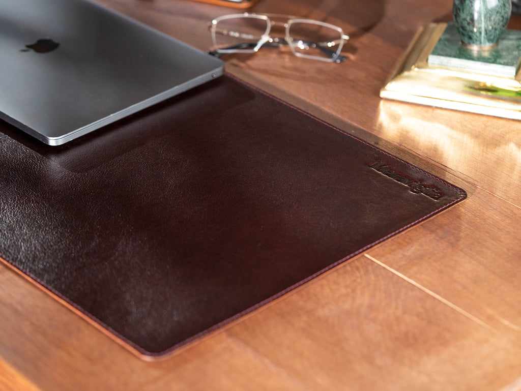 Camel Leather Desk Pad – Large Leather Desk Mat for Office & Home Workspace