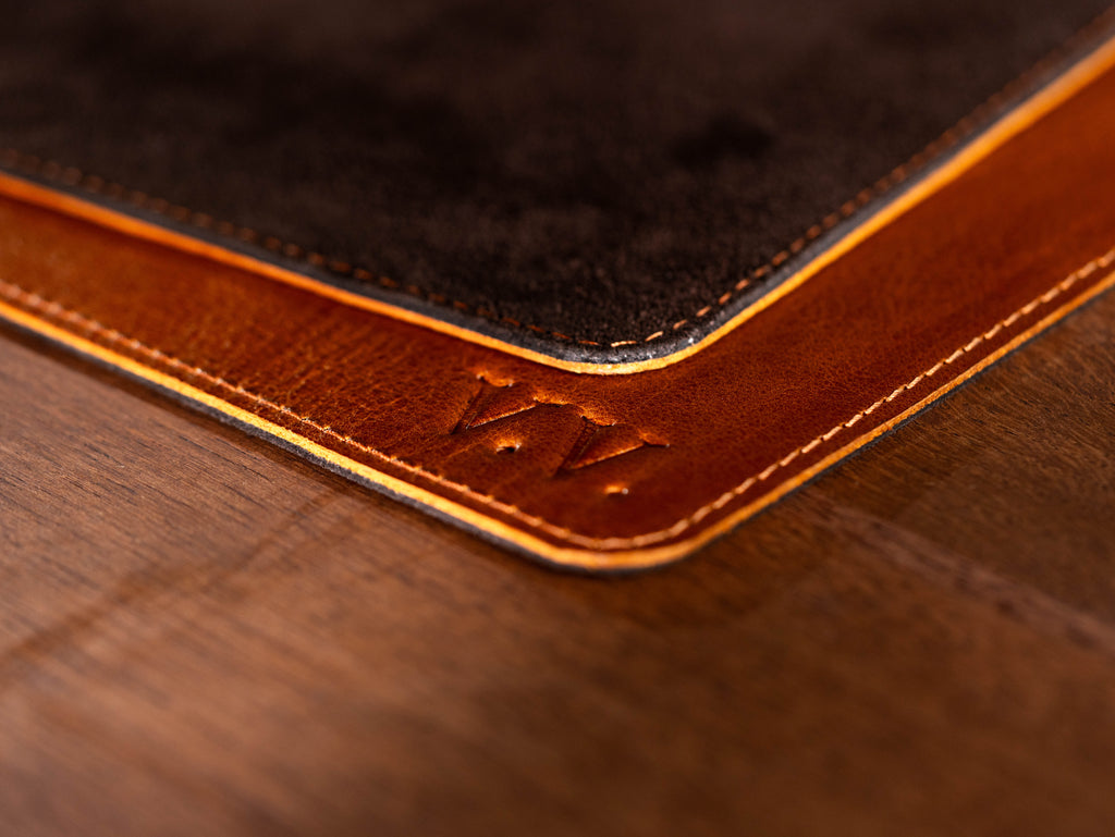 Camel Leather Desk Pad – Large Leather Desk Mat for Office & Home Workspace
