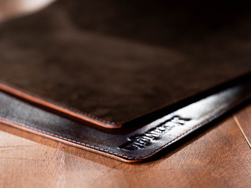 Dark Chocolate Leather Desk Mat – Personalized Office Desk Pad, Large Mouse Pad